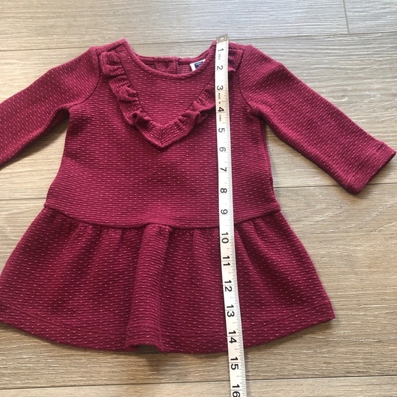 Janie And Jack Ruffle Maroon Holiday Dress Long Sleeve Size 3-6 Months - Picture 8 of 9